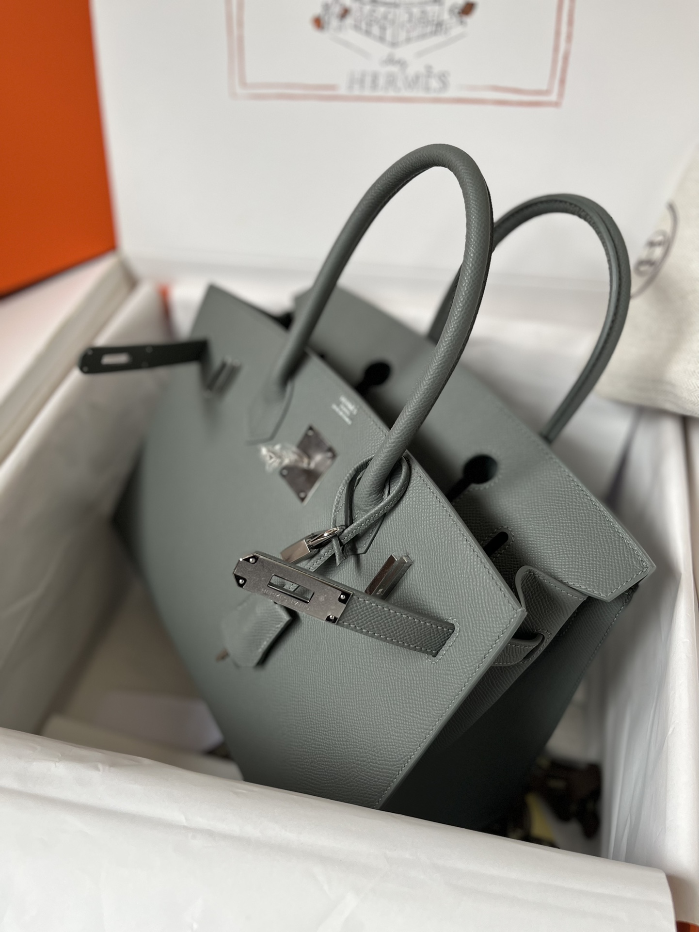 에르메스 버킨백30 그레이그린 은장 앱송